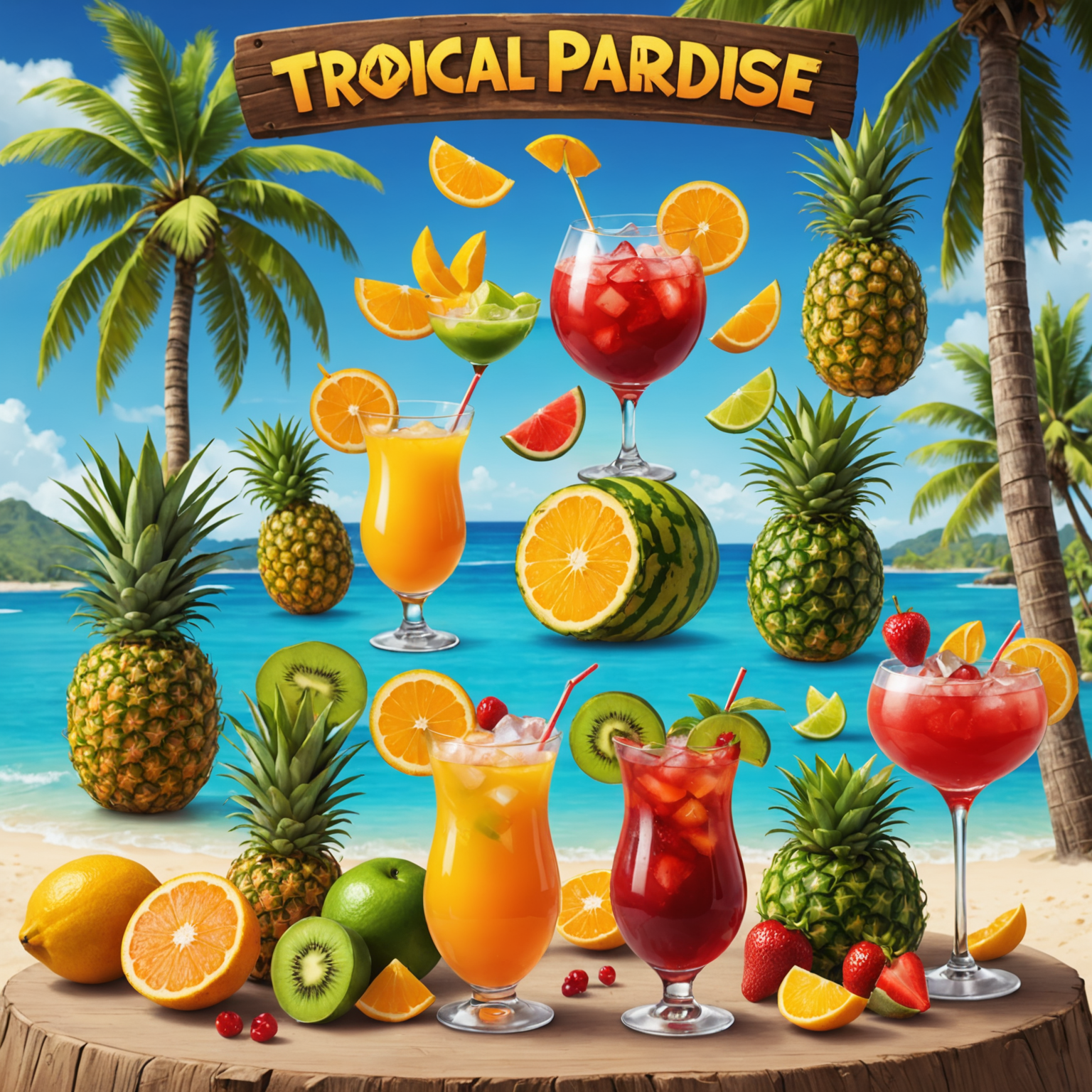 Tropical Paradise Spins - A beach-themed slot with palm trees, cocktails, and exotic fruits